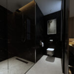 Pannello Rivestimento Murale bagno SPC Botticino Dark effetto marmo nero