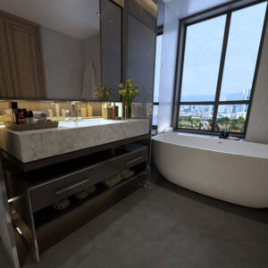 Pavimento effetto cemento bagno Concrete Dark