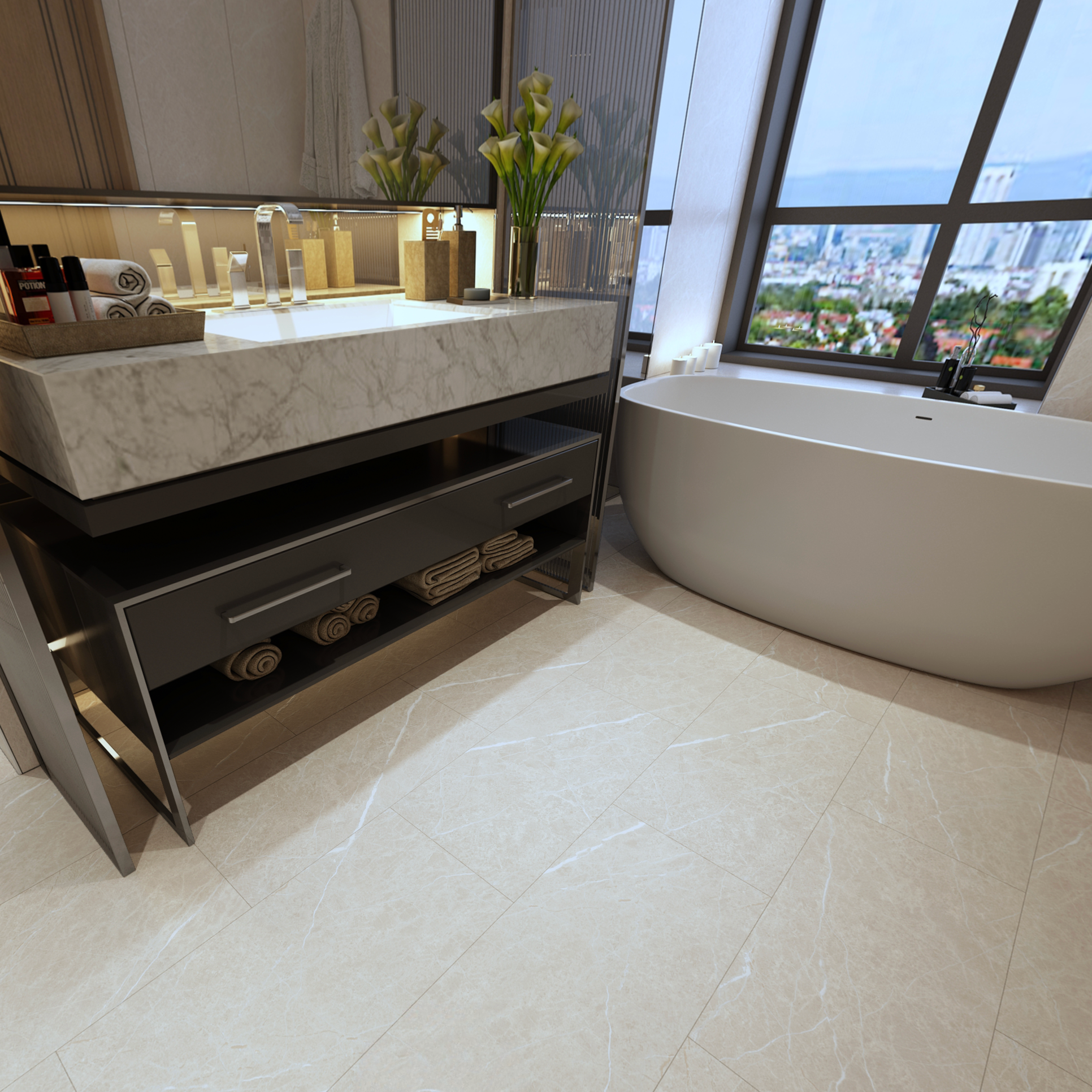 Pavimento Spc Effetto Marmo Botticino Light
