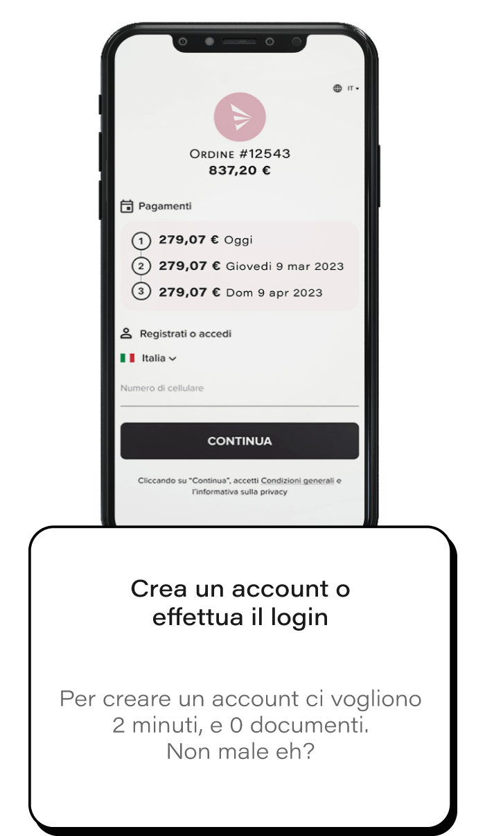 Scalapay Pagamento in 3 Rate account login